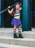 Rainbow Stripes Halter for Girls  Cover Up Neons Black