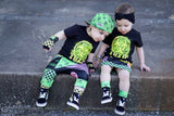 Kids Unisex Crew Socks in Stripes or Checks Lime Yellow