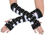 Black and White Striped Corset Gloves Arm Warmers