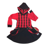 Grunge Holiday Hoodie Dress in Red and Black Buffalo Checks