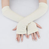 Solid Color Arm Warmers Long Fingerless Gloves for kids and adults