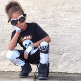 Black & White Vegan Leather Skinny Pants for kids