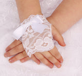 Girls Tiny White Lace Fingerless Gloves