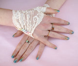 Victorian Lace Fingerless Gloves with Pearls in Cusom Colors and Sizes