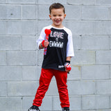 Red MJ Pants for kids unisex vegan leather Holiday Christmas Valentine's