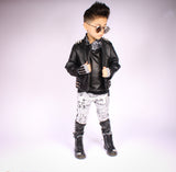 Newsprint Hoodie and Pants for boys girls Monochrome Vegan Leather fashion newspaper 📰
