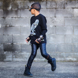 Steampunk Black and Brown Vegan Leather Pants Unisex Kids