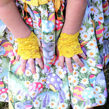 Little Girls Yellow Lace Fingerless Gloves EASTER