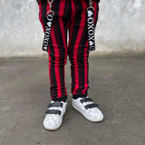 Red Striped Skinny Pants with Straps Unisex Kids